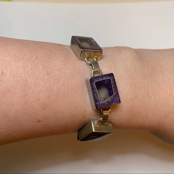 Sterling Silver Statement Bracelet with Blue Resin - Picture 3 of 10